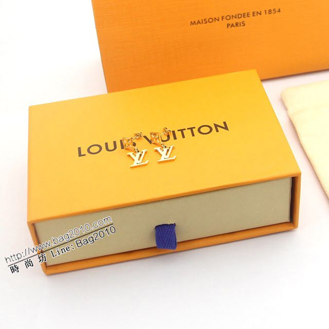 Louis Vuitton新款飾品 路易威登字母老花耳環 LV四葉草鏤空耳釘  zglv2178